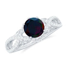 Rosec Jewels-Natural Black Opal Crossover Engagement Ring with Diamond