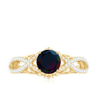 Rosec Jewels-Natural Black Opal Crossover Engagement Ring with Diamond