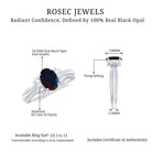 Rosec Jewels-1 CT Oval Black Opal Solitaire Floral Ring with Diamond Accent