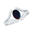 Rosec Jewels-Oval Cut Black Opal and Diamond Split Shank Engagement Ring