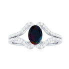 Rosec Jewels-Oval Cut Black Opal and Diamond Split Shank Engagement Ring