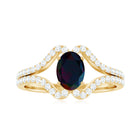 Rosec Jewels-Oval Cut Black Opal and Diamond Split Shank Engagement Ring