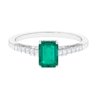 Rosec Jewels-1 CT Octagon shape Emerald Classic Engagement Ring with Diamond Side Stones