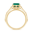 Rosec Jewels-Solitaire Created Emerald Flower Engagement Ring with Diamond