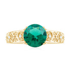 Rosec Jewels-Solitaire Created Emerald Flower Engagement Ring with Diamond