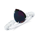 Rosec Jewels-Pear Shape Black Opal Solitaire Engagement Ring with Diamond