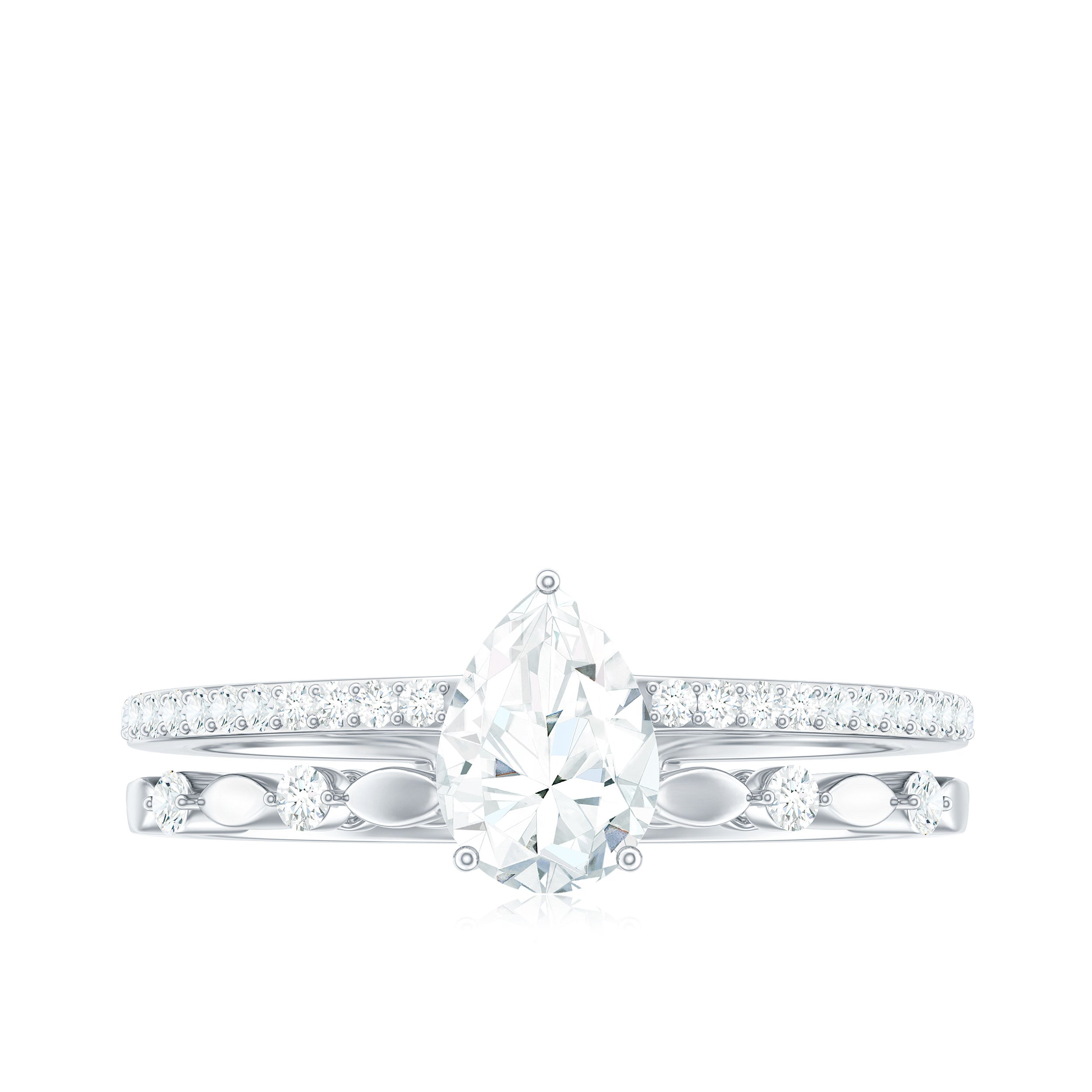 Rosec Jewels-Solitaire Lab Grown Diamond Double Band Ring