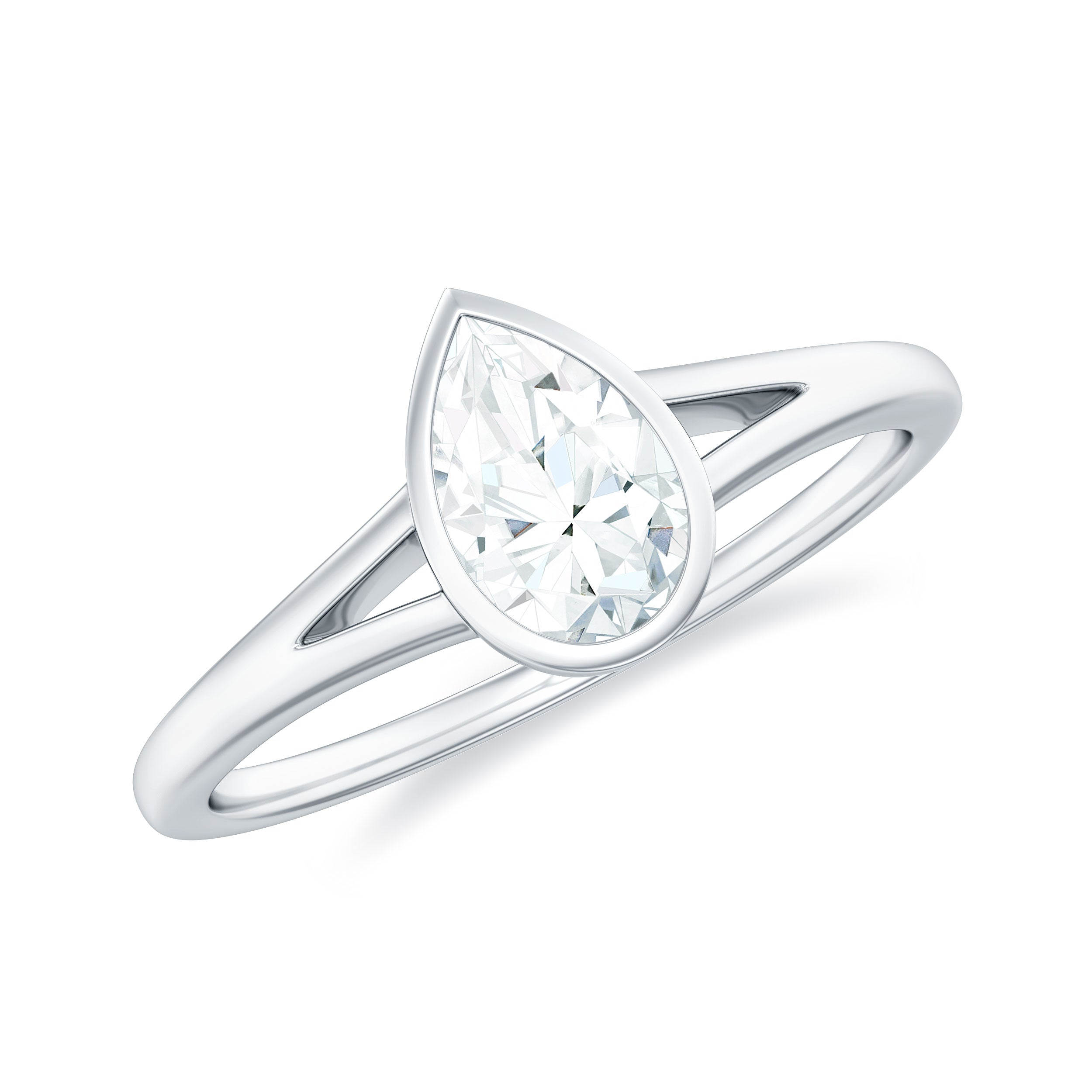 Rosec Jewels-Pear Cut Lab Grown Diamond Solitaire Ring in Split Shank