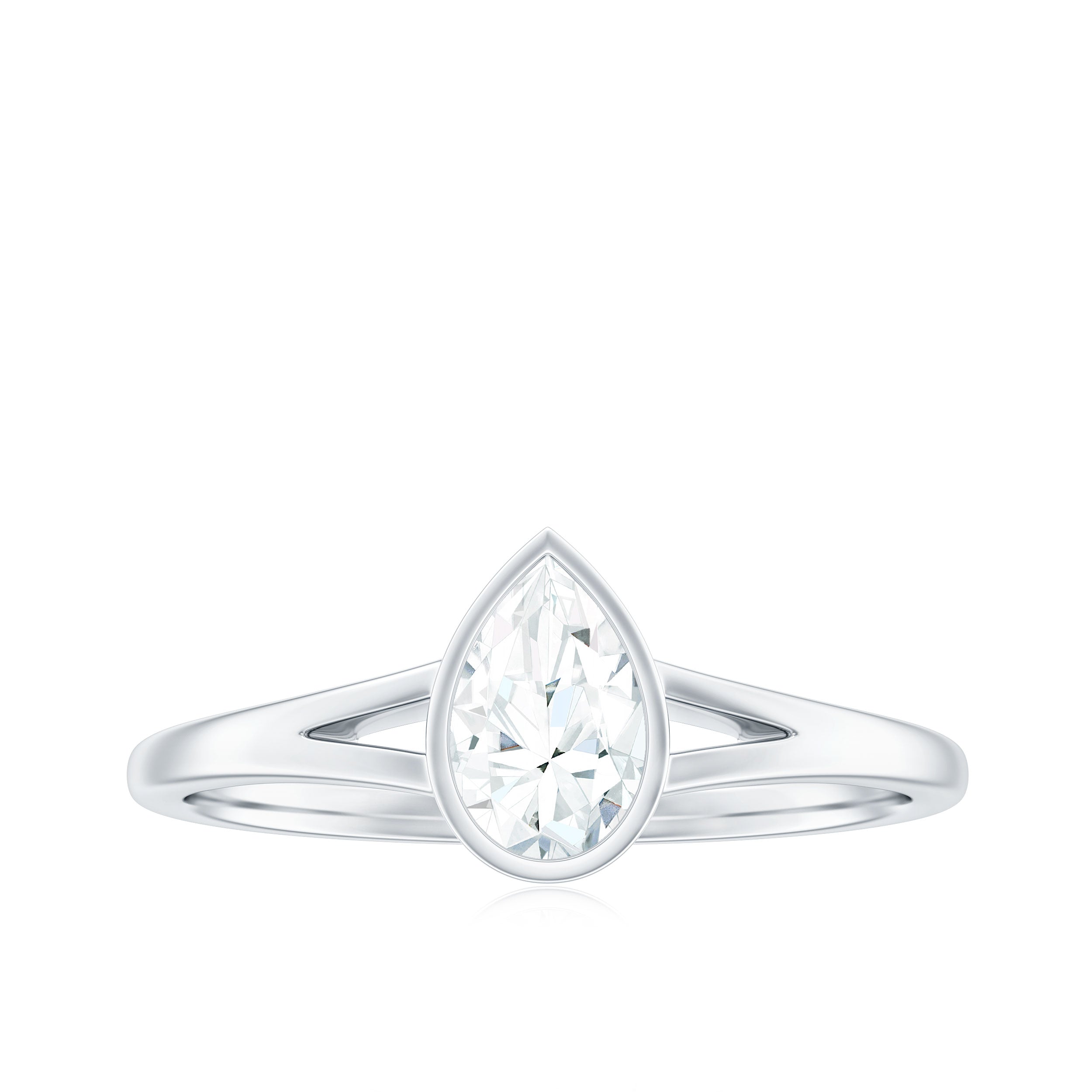 Rosec Jewels-Pear Cut Lab Grown Diamond Solitaire Ring in Split Shank