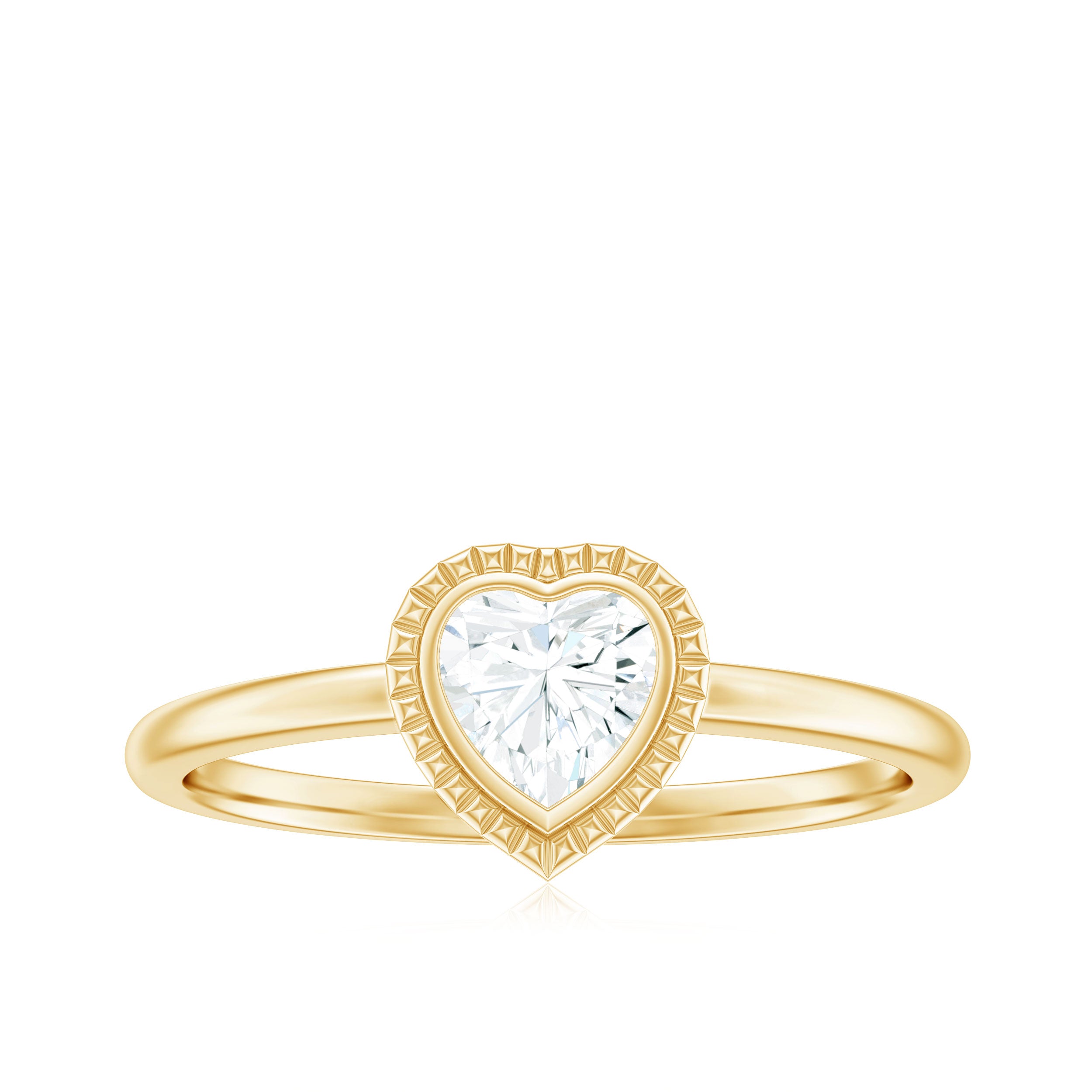 Rosec Jewels-Lab Grown Diamond Heart Solitaire Ring with Engraved Details