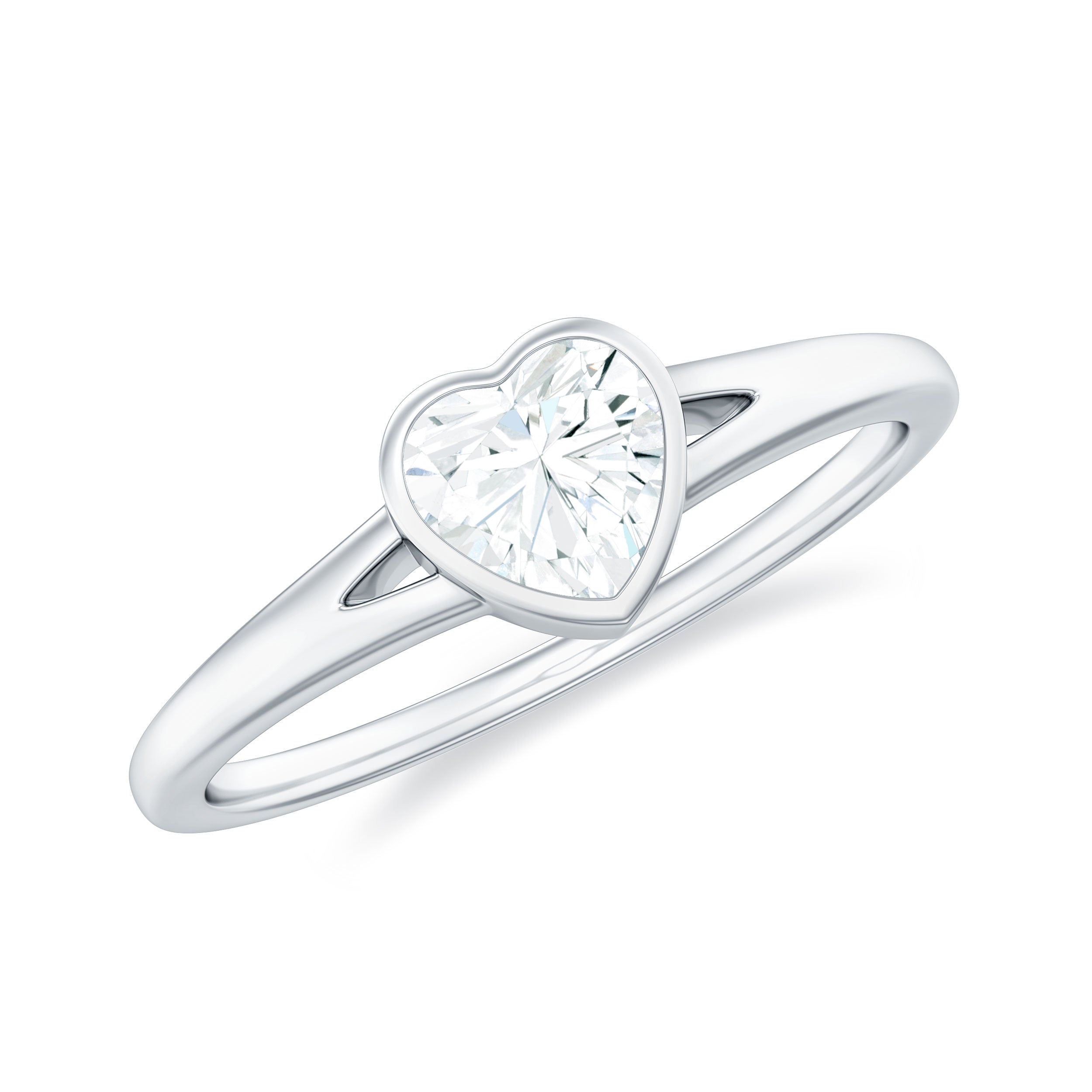 Rosec Jewels-Heart Shape Lab Grown Diamond Solitaire Ring in Split Shank