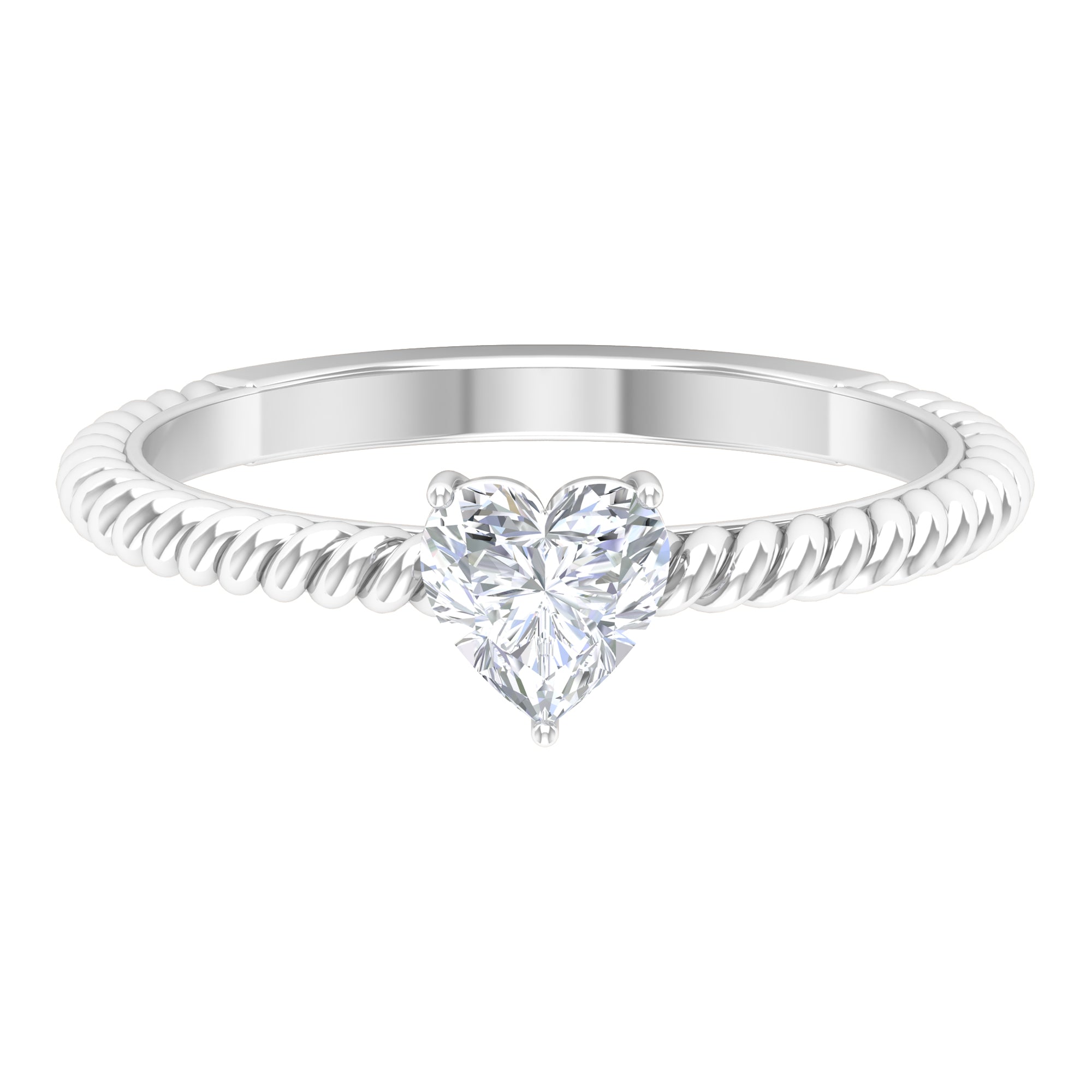 Rosec Jewels-Heart Shape Lab Grown Diamond Solitaire Ring in Rope Shank