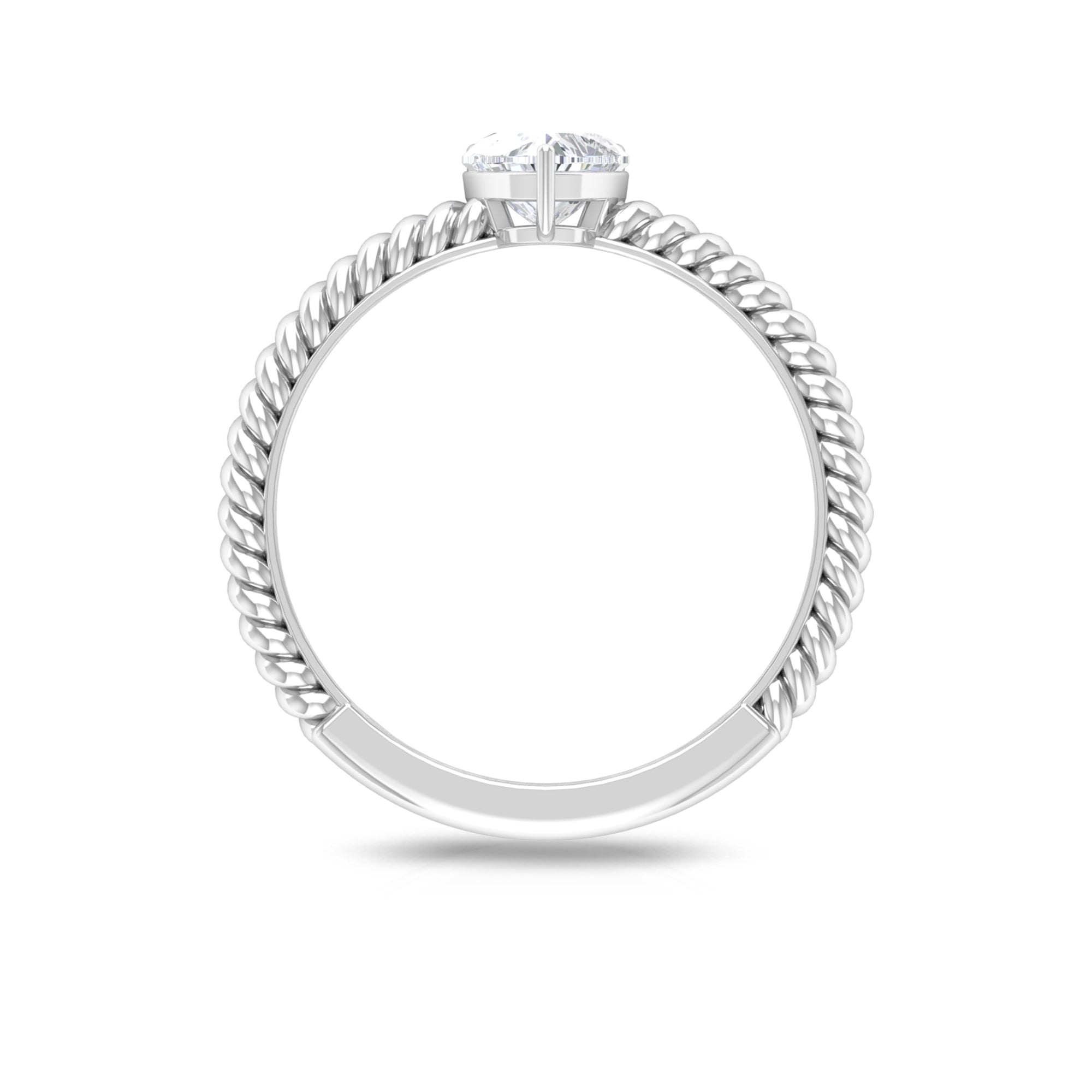 Rosec Jewels-Heart Shape Lab Grown Diamond Solitaire Ring in Rope Shank