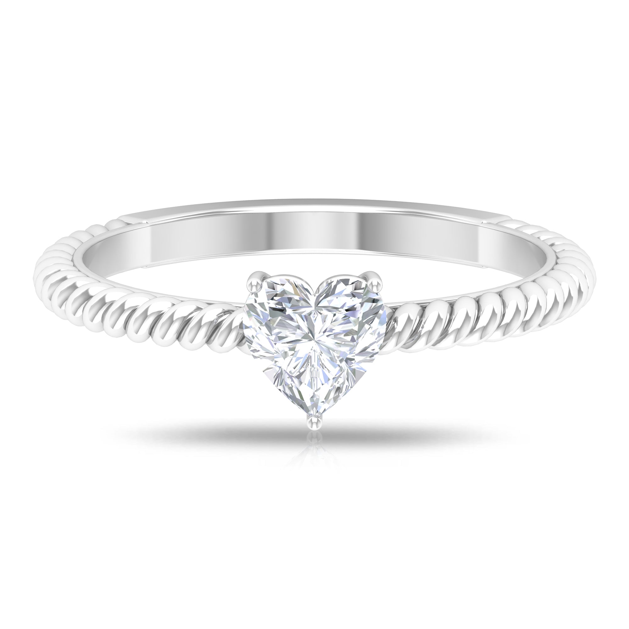 Rosec Jewels-Heart Shape Lab Grown Diamond Solitaire Ring in Rope Shank