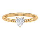 Rosec Jewels-Heart Shape Lab Grown Diamond Solitaire Ring in Rope Shank