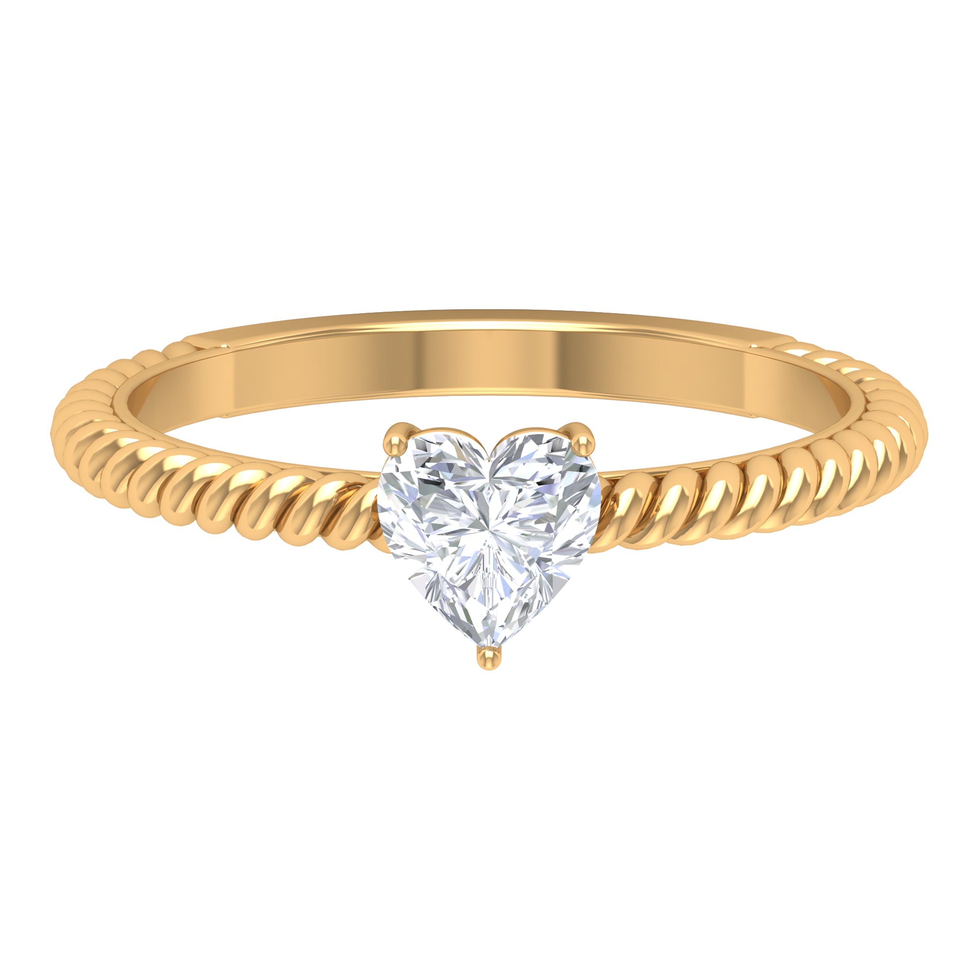 Rosec Jewels-Heart Shape Lab Grown Diamond Solitaire Ring in Rope Shank