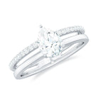 Rosec Jewels-Simple Pear Shape Lab Grown Solitaire Engagement Double Band Ring