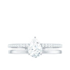 Rosec Jewels-Simple Pear Shape Lab Grown Solitaire Engagement Double Band Ring