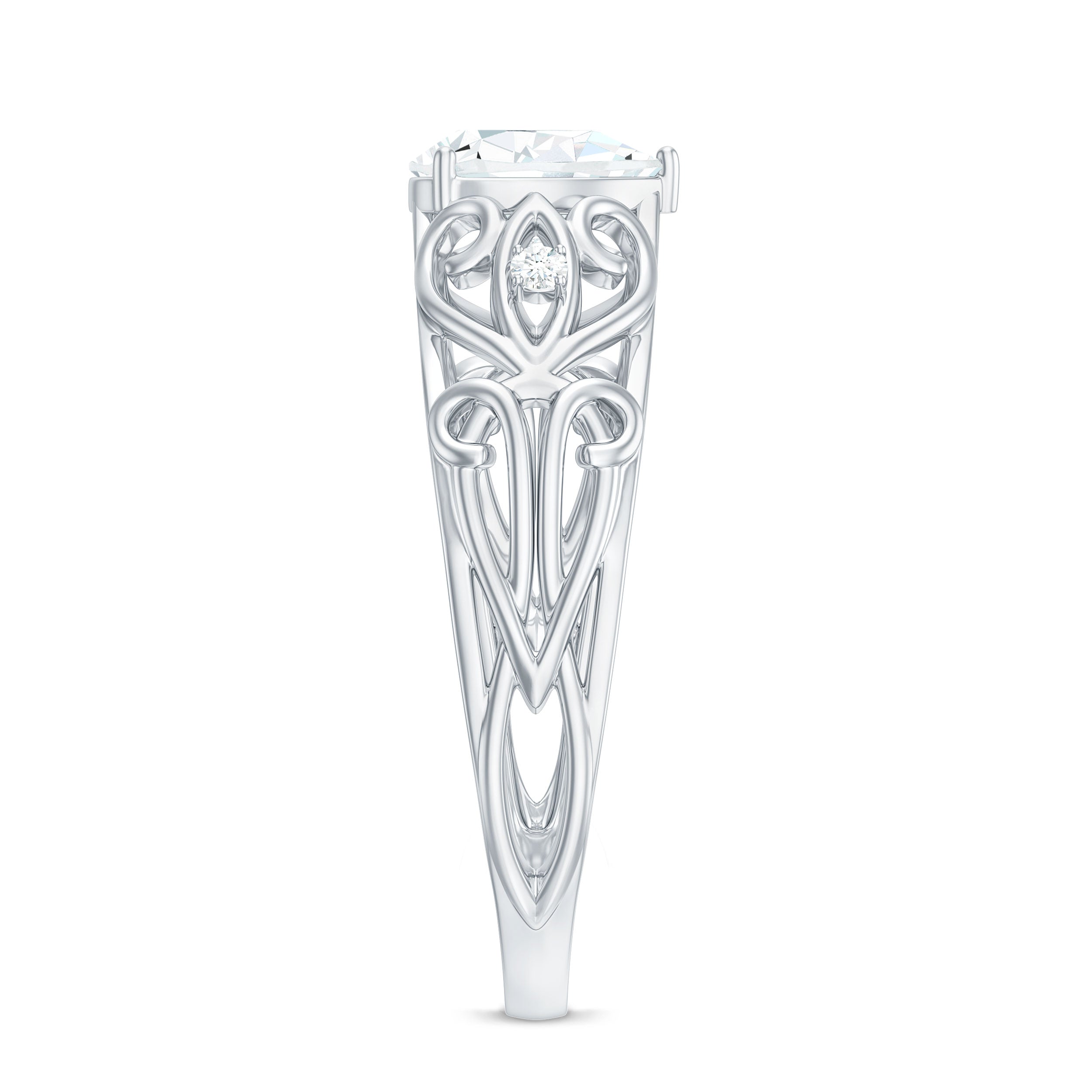 Rosec Jewels-Pear Shaped Lab Created Diamond Solitaire Filigree Ring