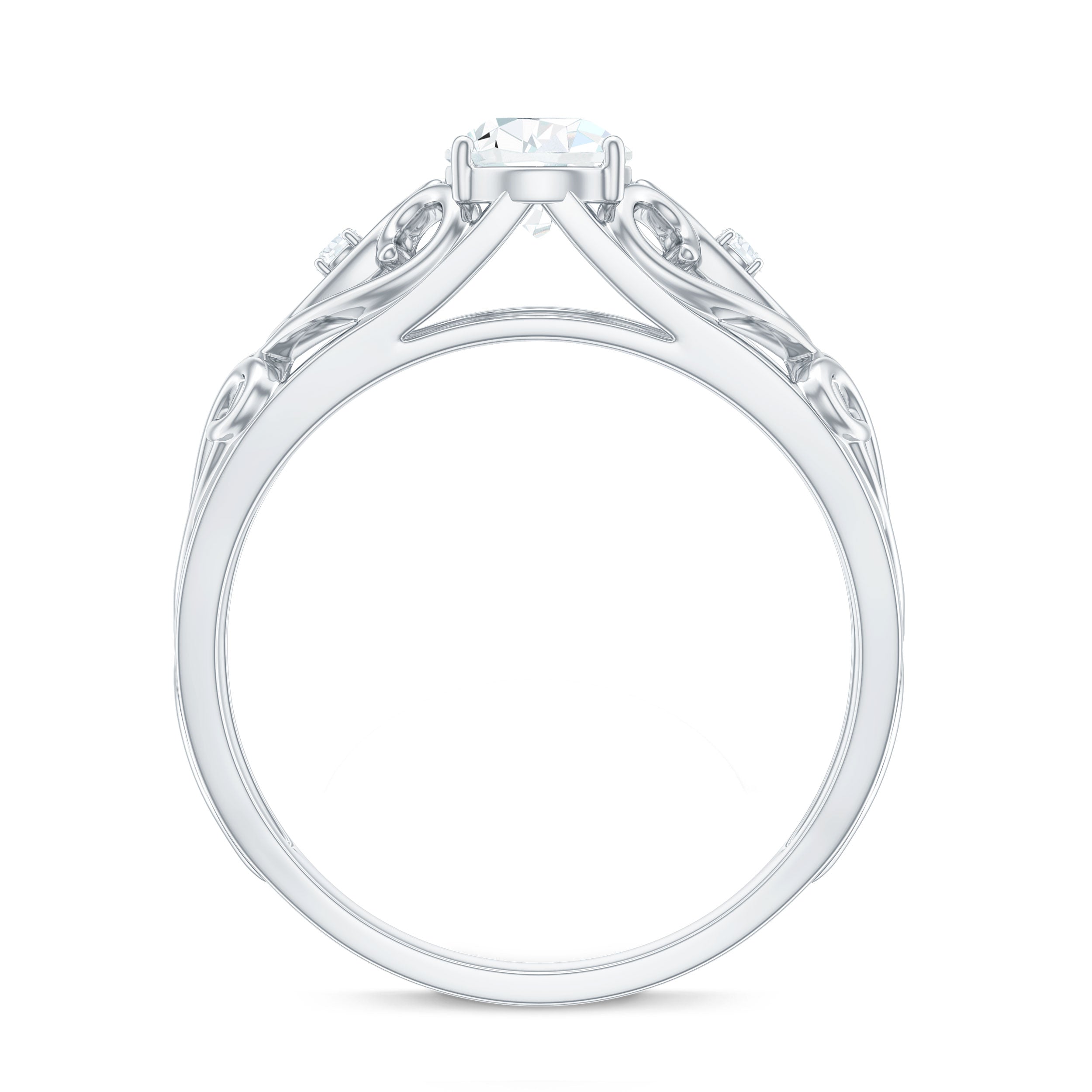 Rosec Jewels-Pear Shaped Lab Created Diamond Solitaire Filigree Ring