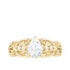 Rosec Jewels-Pear Shaped Lab Created Diamond Solitaire Filigree Ring