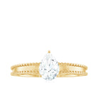 Rosec Jewels-Pear Lab Grown Diamond Solitaire Ring with Beaded Detailing