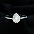 Rosec Jewels-Pear Shaped Lab Grown Diamond Solitaire Ring with Beaded Detailing