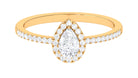 Rosec Jewels-Pear Shaped Lab Grown Diamond Solitaire Ring with Beaded Detailing