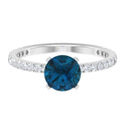 Rosec Jewels-2.25 CT London Blue Topaz Solitaire Ring with Diamond Side Stones