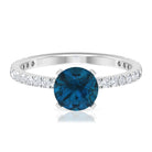 Rosec Jewels-2.25 CT London Blue Topaz Solitaire Ring with Diamond Side Stones