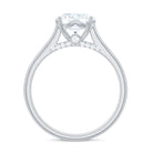 Rosec Jewels-8 MM Round Cut Solitaire and Hidden Moissanite Ring with Accented Bridge