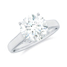 Rosec Jewels-8 MM Round Cut Solitaire and Hidden Moissanite Ring with Accented Bridge