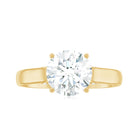 Rosec Jewels-8 MM Round Cut Solitaire and Hidden Moissanite Ring with Accented Bridge