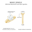 Rosec Jewels-8 MM Round Cut Solitaire and Hidden Moissanite Ring with Accented Bridge