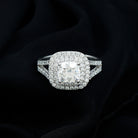 Rosec Jewels-Certified Cushion Cut Moissanite Double Halo Engagement Ring