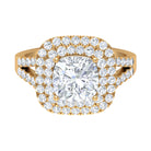 Rosec Jewels-Certified Cushion Cut Moissanite Double Halo Engagement Ring