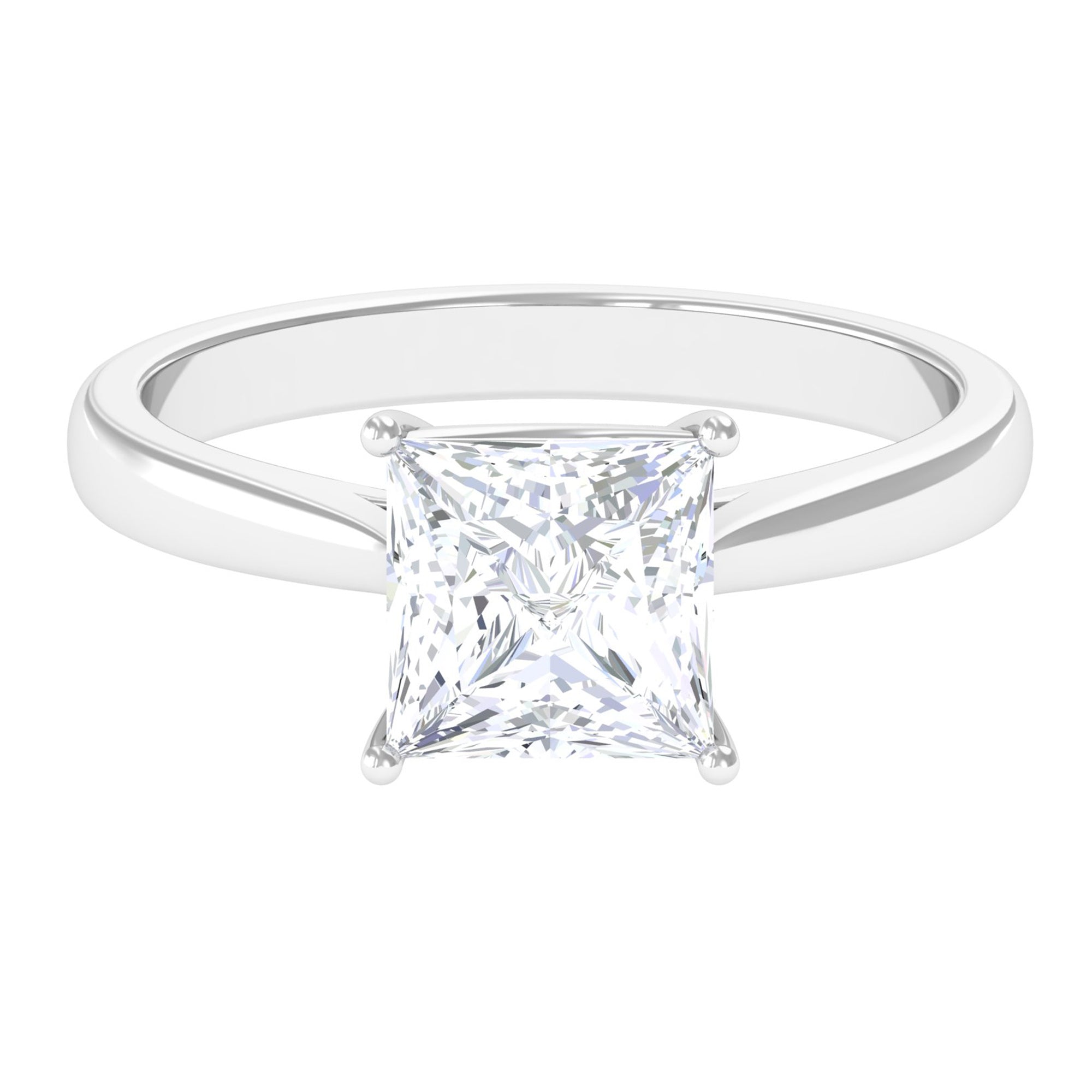 Rosec Jewels-7 MM Princess Cut Solitaire and Hidden Moissanite Ring