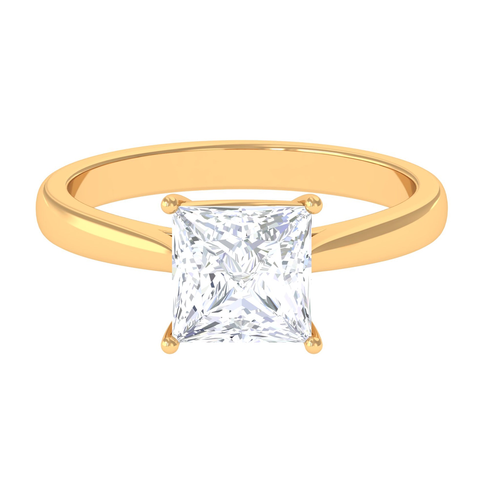 Rosec Jewels-7 MM Princess Cut Solitaire and Hidden Moissanite Ring