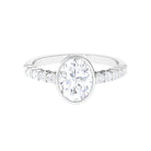 Rosec Jewels-Oval Shape Moissanite Solitaire Engagement Ring with Side Stones