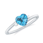 Rosec Jewels-Real Swiss Blue Topaz Heart Solitaire Promise Ring with Diamond