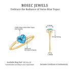 Rosec Jewels-Real Swiss Blue Topaz Heart Solitaire Promise Ring with Diamond