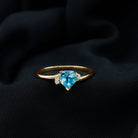 Rosec Jewels-Real Swiss Blue Topaz Heart Solitaire Promise Ring with Diamond