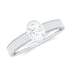 Rosec Jewels-Oval Cut Moissanite Solitaire Engagement Ring in Bezel Setting