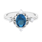 Rosec Jewels-Oval London Blue Topaz and Diamond Cocktail Engagement Ring