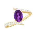 Rosec Jewels-Solitaire Amethyst Bypass Engagement Ring with Diamond