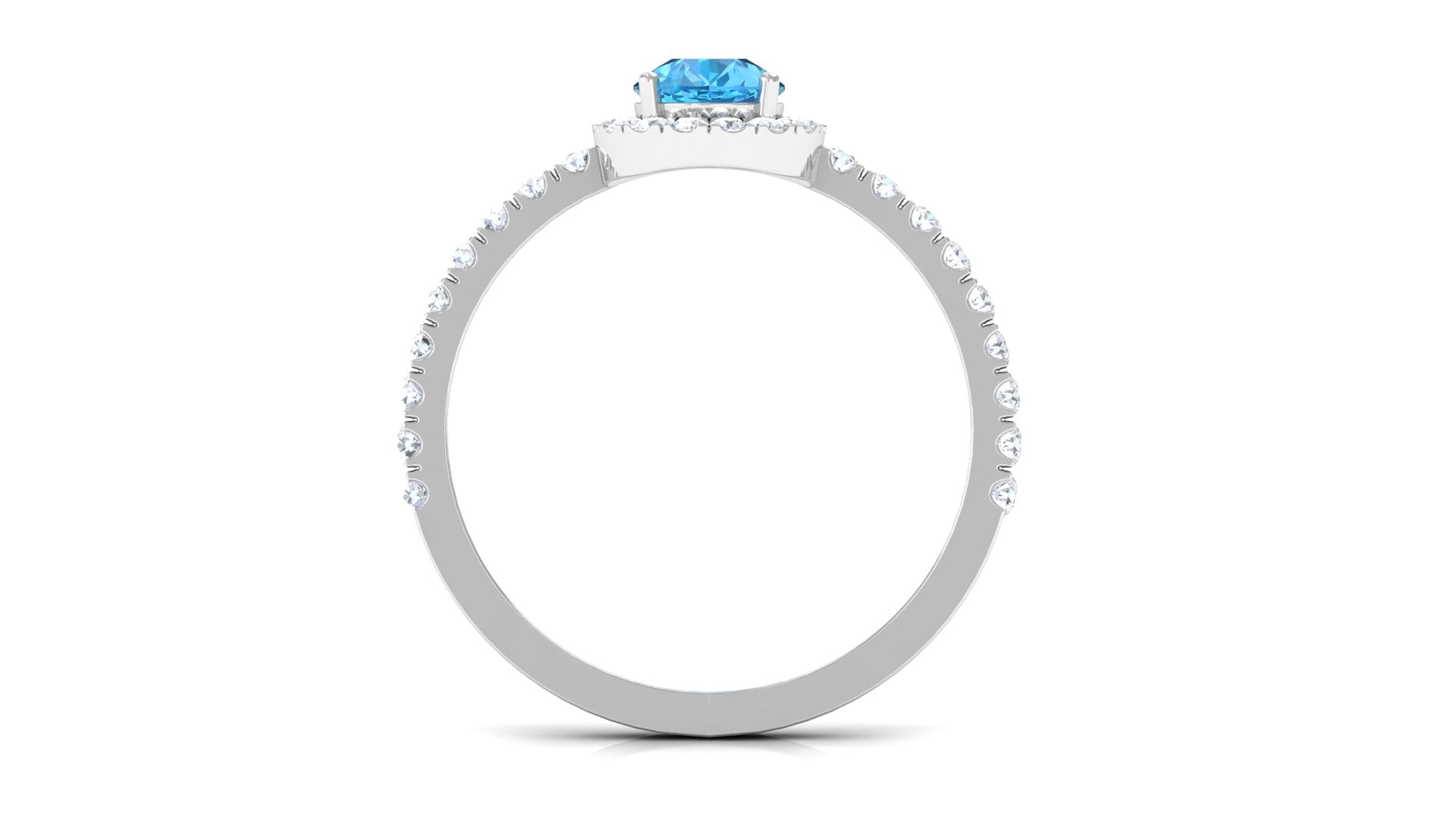 Rosec Jewels-1 CT Swiss Blue Topaz Teardrop Engagement Ring with Diamond Halo