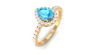 Rosec Jewels-1 CT Swiss Blue Topaz Teardrop Engagement Ring with Diamond Halo