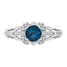 Rosec Jewels-1 CT London Blue Topaz Solitaire and Diamond Vintage Ring