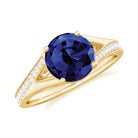 Rosec Jewels-Lab Grown Blue Sapphire Solitaire Engagement Ring with Diamond Split Shank