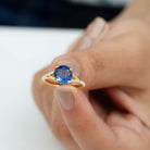 Rosec Jewels-Lab Grown Blue Sapphire Solitaire Engagement Ring with Diamond Split Shank